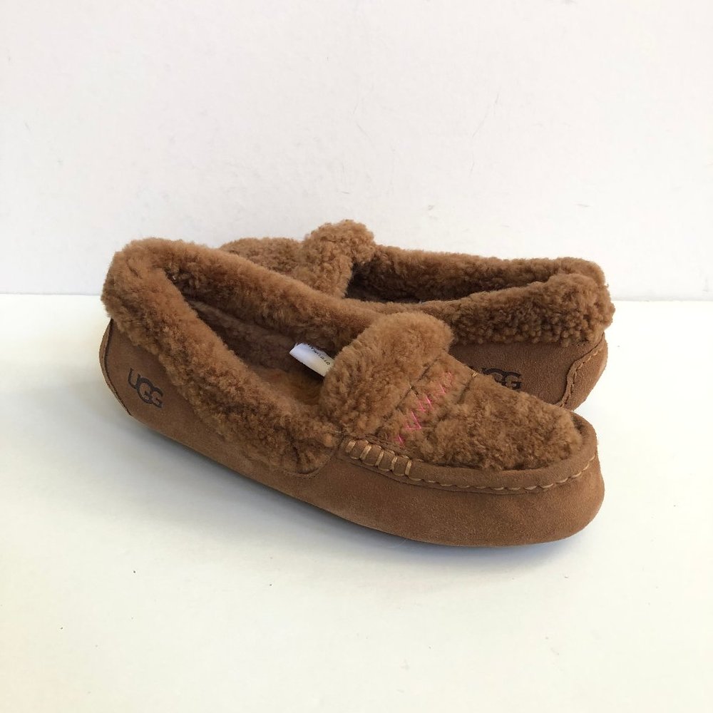 UGG ANSLEY UGG BRAID HARDWOOD SHEARLING LINED MOCCASIN SHOES
